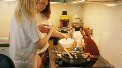 Hot Teen Lesbians Make Love In The Kitchen - upornia.com