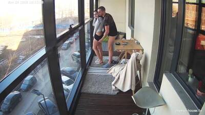 Busty Teen in Hot Smoking Action on the Balcony - sunporno.com - Russia