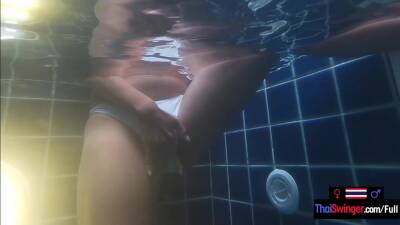 Amateur teen couple hot sex in the pool She is Asian he is European - txxx.com - Thailand