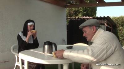 Young French Nun Sodomized In Threesome With With Papy Voyeur - upornia.com - France
