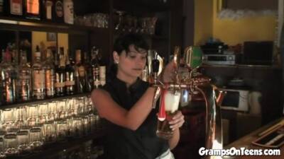 Teen barmaid screws oldie in reverse - txxx.com