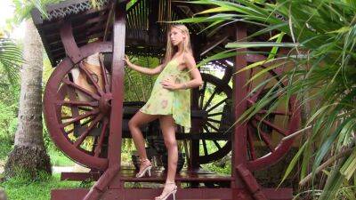 Blonde Teen In A Short Sun Dress In The Bower - hclips.com