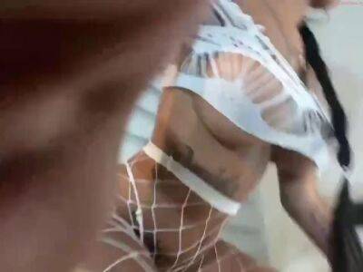 Hot Teen with Big Fake Boobs and Big Ass Teasing in Fishnets - sunporno.com