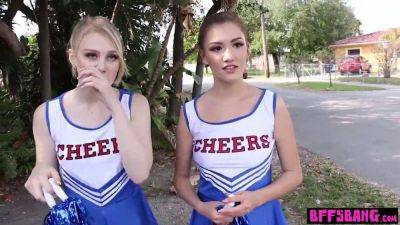 Watch these teen cheerleaders take turns pounding their coach's massive rod - sexu.com