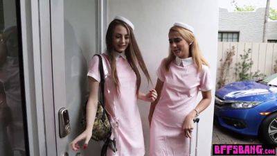 Lucky - Watch these busty teen stewardesses take turns getting their asses drilled by lucky frined - sexu.com