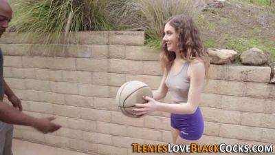 Watch this hot interracial teen get her tiny body slammed and take a huge facial - sexu.com