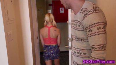 Petite teen with tiny pigtails gets her small tits smashed hard by a big cock - sexu.com