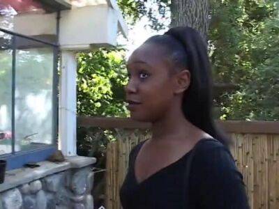 Huge cock hardly fits in young ebony babe's mouth and cunt - sunporno.com - Usa