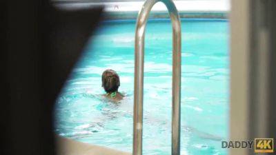 Czech teen with 18yo stepdaughter enjoys a steamy poolside blowjob with her daddy - sexu.com - Czech Republic