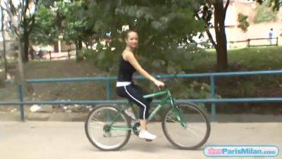 Busty fit teen slut cycles around town - txxx.com