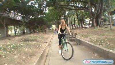 Busty fit teen slut cycles around town - hotmovs.com