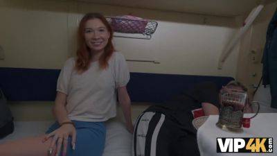 VIP4K. Young redhead does anal for a strangers attention in the train - hotmovs.com - Russia