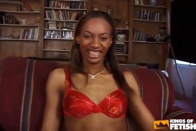 Ebony teen 18+ Gets Her Hairy Pussy Drilled And Creampied By A Black Dude - hotmovs.com