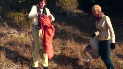Two women explore each other outdoors with toys and oral passion - yesvids.com
