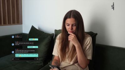 Brune with leather straps taken hard from behind then facesucked and cummed on - yesvids.com